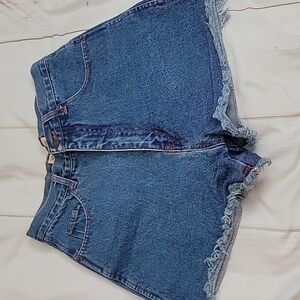Vintage Midwest Traders Denim Jean Shorts Frayed Hem size 5 Or 6 High Rise